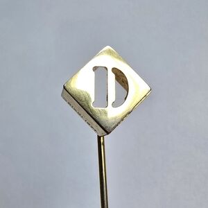 Vintage D stickpin by Carlo Biagi 1977 70s alphabet inititial stick pin brooch